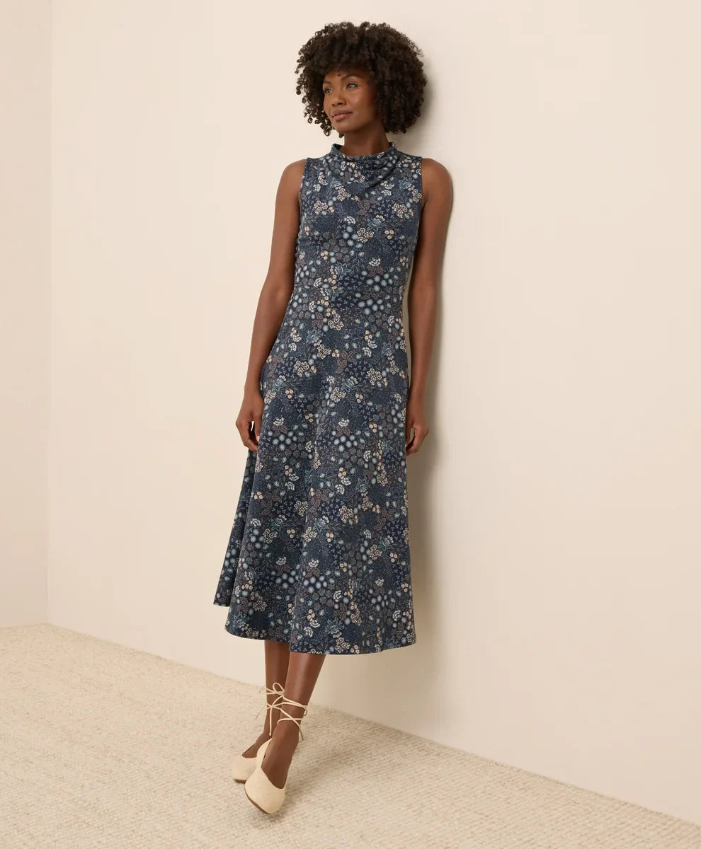 clearance fit & flare cowl neck dress